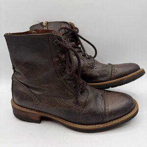Steve Madden Mens Troopah-C Boots Leather Brown Cap Toe Zipper Size 9 Comba